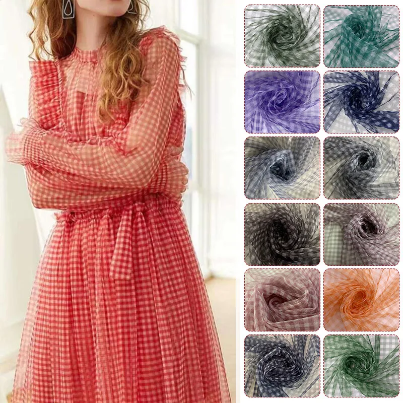 Is Sewing A Textile Craft - 90x150cm geruite mesh stof transparante jurk