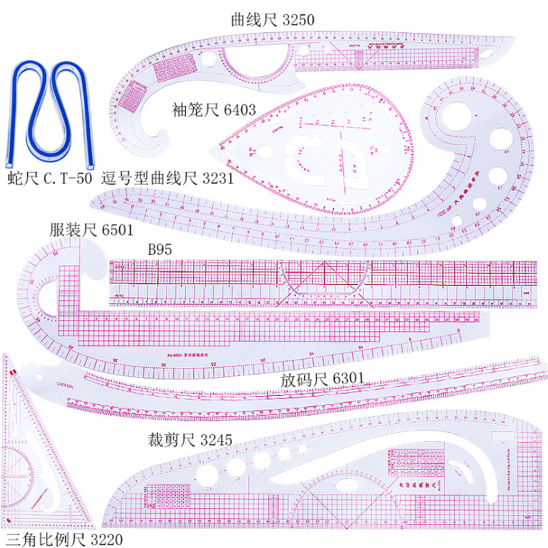 Textile Sewing Patterns - 5/6/9pcs Set Kleermaker Meten Heerser Kit