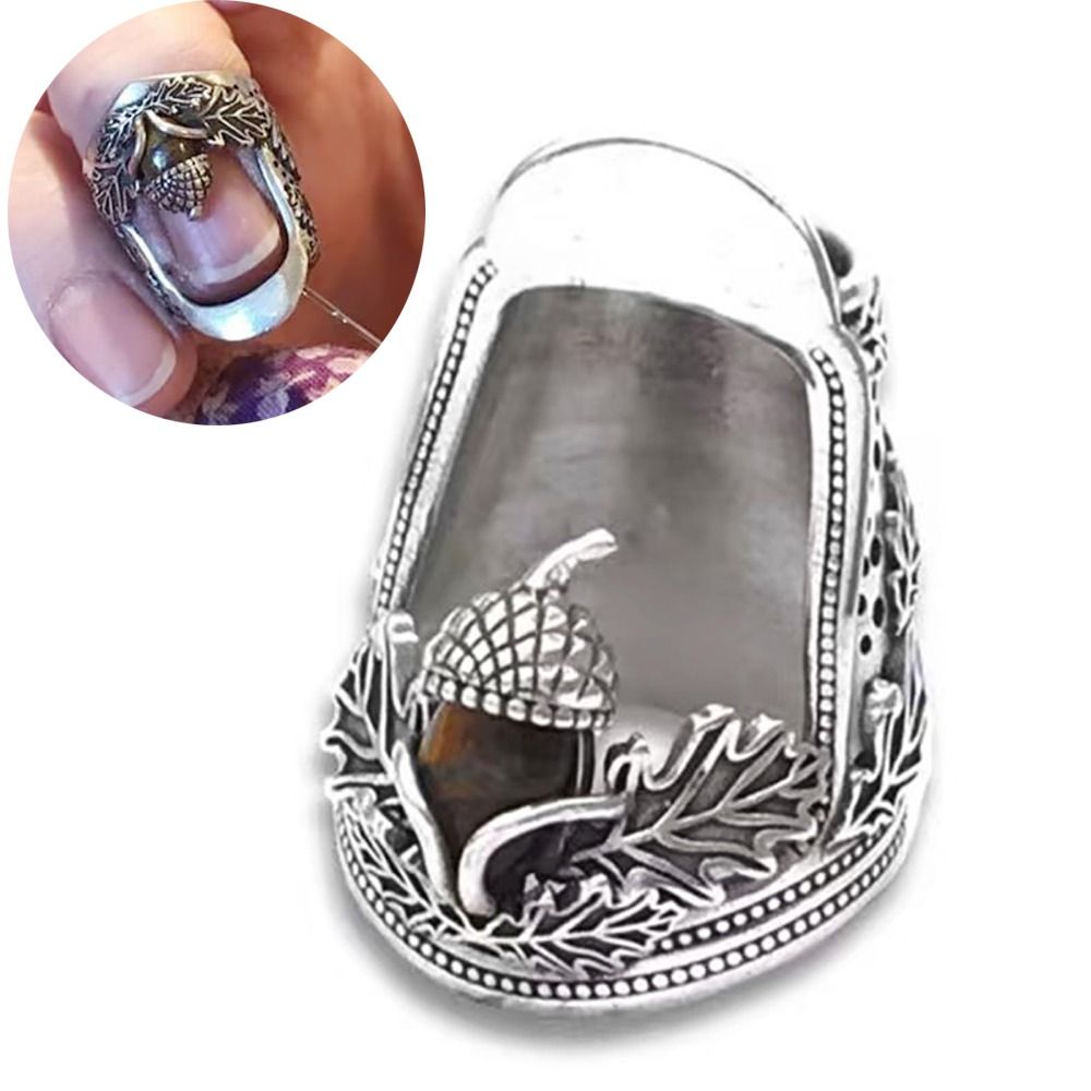 Sewing Thimble Metal - Metalen Open Nagel Eikenhouten Vingerhoed DIY