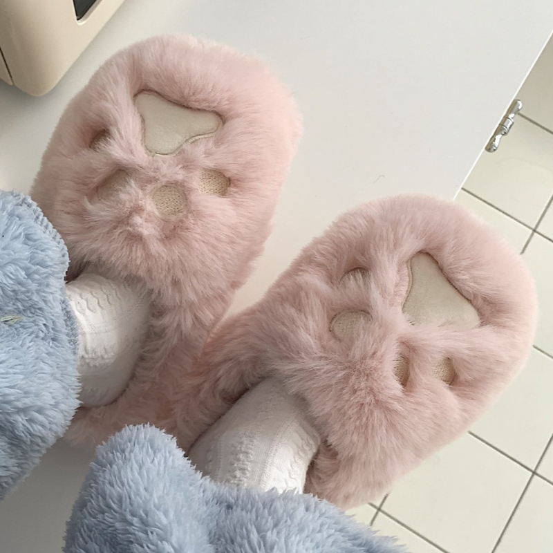 Sewing House - Vrouwen Indoor Harige Slippers Leuke Kat