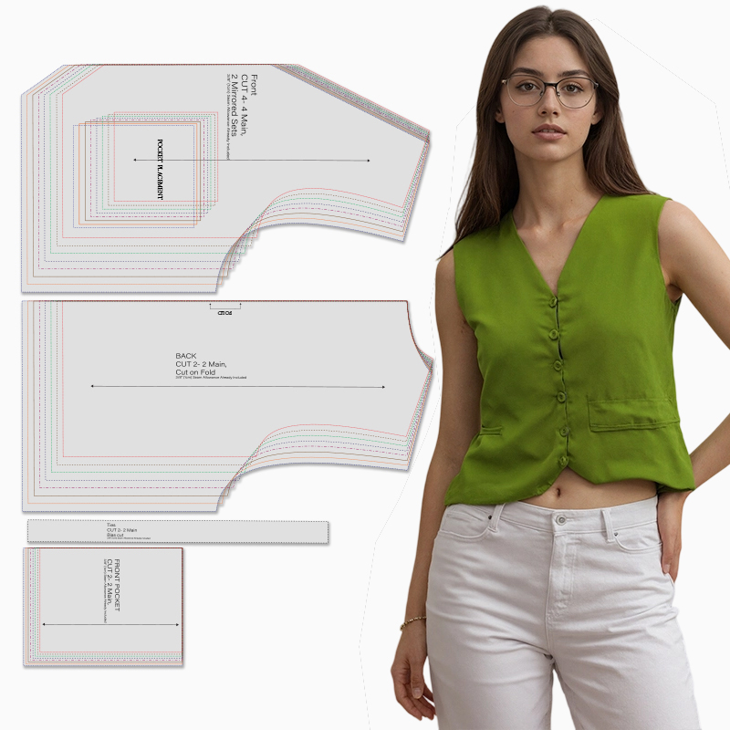 Textile Sewing Patterns - Naaipatronen voor damesvest in 8 maten