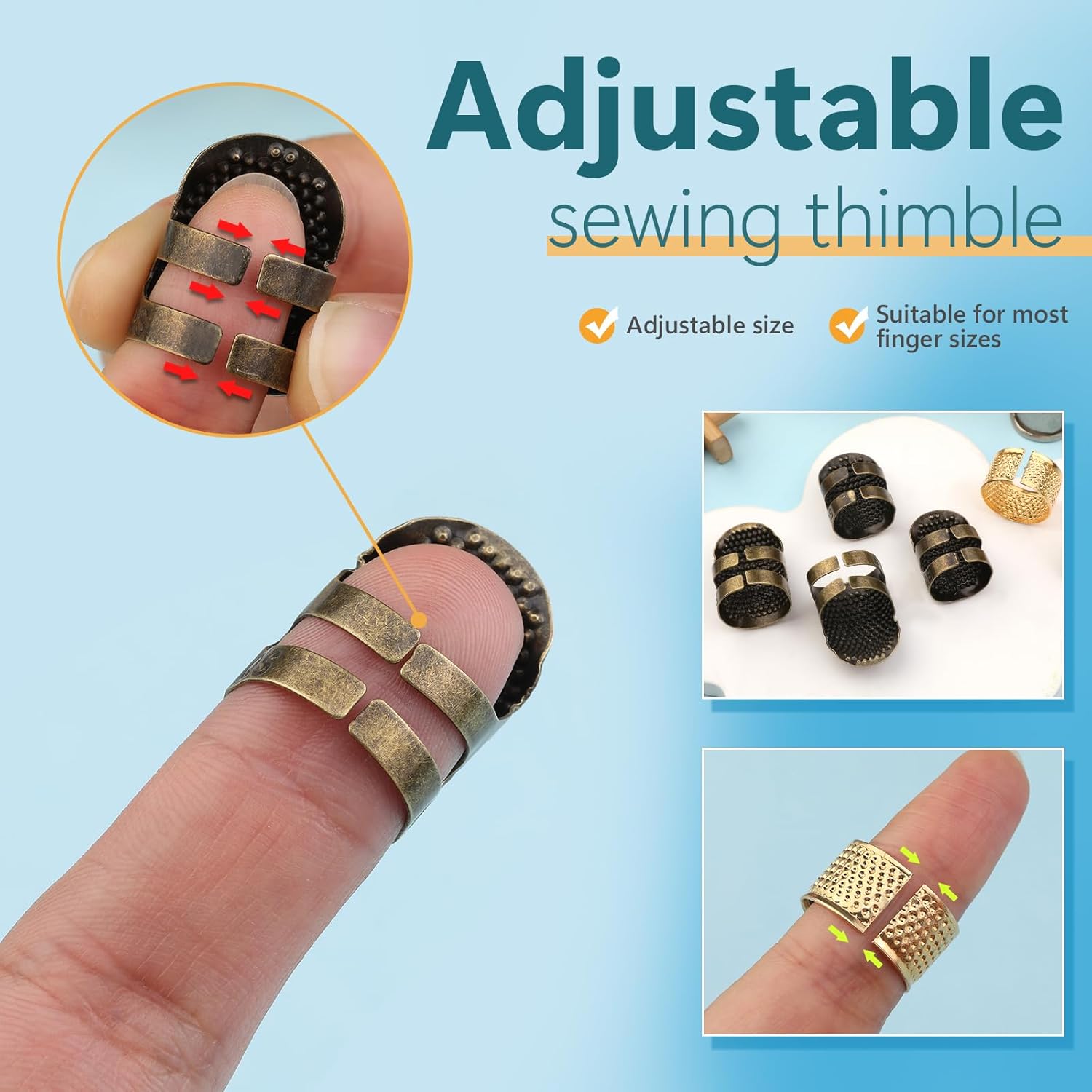 8-delige naaivingerhoedset voo - Sewing Thimble Metal recensie en prijs